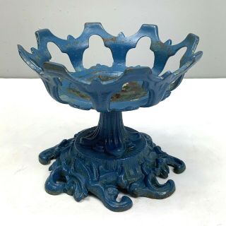 Vintage Emig 1236b Cast Metal Oil Lamp Holder Base 1960s Blue Ornate Kerosene