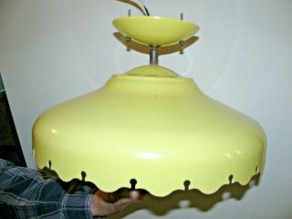 Vintage Gold Retro 3 Bulb Metal Ceiling Light Fixture Glass Shade 15 "