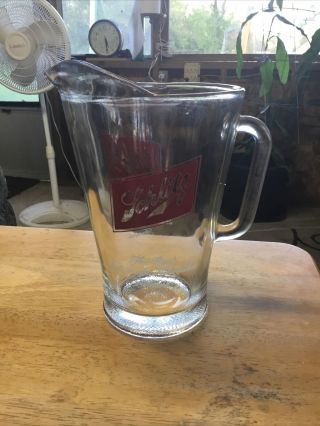 Vintage SCHLITZ Glass Beer Pitcher Collectible Classic Barware 2