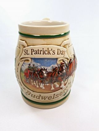 Vintage 1996 St.  Patricks Day Shamrocks Budweiser Horseshoe Beer Mug