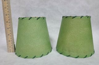 Pair Green Small Textured Paper Fiberglass Lamp Shade Mcm Vintage Mid Century