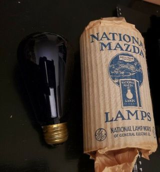 Vintage Antique Edison Mazda Ge Blue Light Bulb W/ Wrapper 4 No Reserv