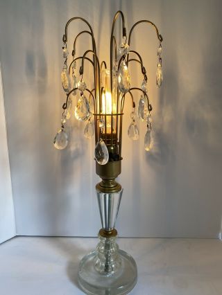 Vintage Hollywood Regency Art Deco Crystal/glass Waterfall Table Lamp 15 Crystal
