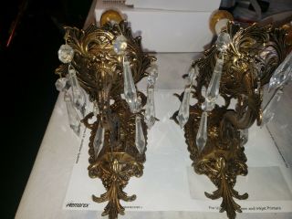 Vintage Pair Made In Spain Wall Sconce Brass Plate Light Fixtures