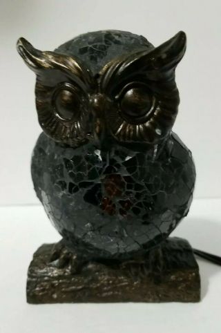 Tiffany Style Mosaic Stained Glass Owl Night Light Table Lamp 6.  5 "