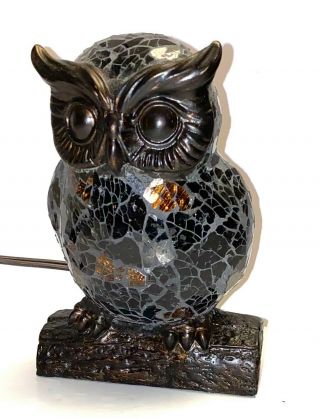 Mosaic Stained Glass Owl Night Light Table Lamp 6.  5 "