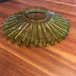 Antique Petticoat Shade Green Ruffled Glass Oil Lamp Shade 10” Wide Vintage Lamp