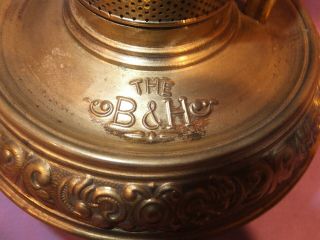 Old 1870 - 1890 B&H Bradley and Hubbard Brass oil lamp 3