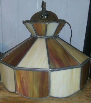 16 " Vintage Tiffany Style Hanging Light Lamp Shade Stained Glass Ceiling Fixture