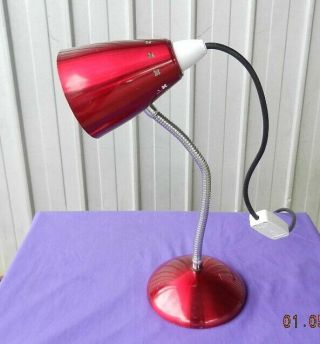 Desk Lamp Red Anodised Retro 1950s Mid Century Vintage
