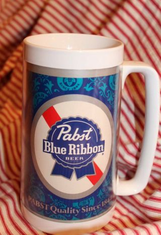 Vintage Pabst Blue Ribbon Beer Mug Thermo - Serv