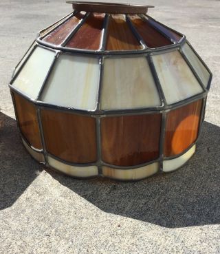 Vintage Retro Tiffany Style Amber Stained Glass Lamp Shade,