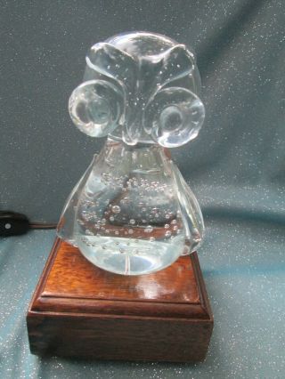 Vintage Underwriters Laboratories Glass Owl Portable Lamp/night Light