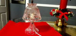 Vintage Clear Crystal Glass Table Parlor Boudoir Electric Lamp Light.