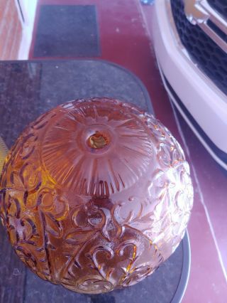 Vintage Amber Glass Swag Hanging Light Lamp With defuiser.  No hardware 2