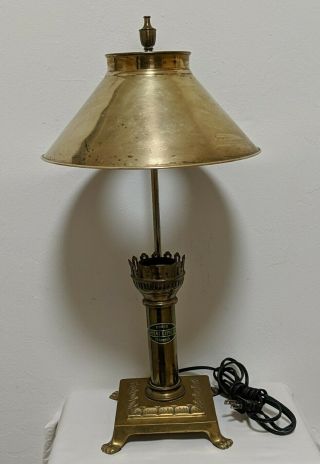Vintage 21 " Paris Istanbul Orient Express Brass Table Lamp Desk Train Claw Feet