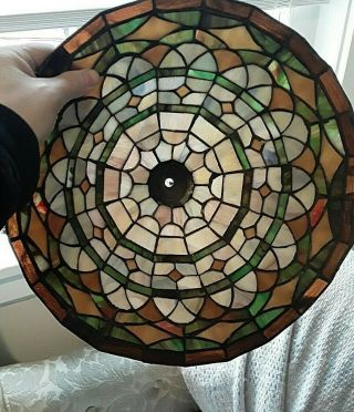 Leaded Stained Glass Lamp Light Shade 13 1/2 " Tiffany Style Table Or Floor