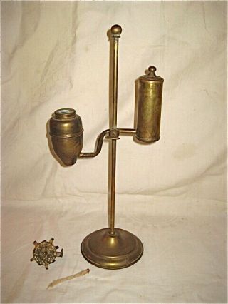 Rare Antique Brass Miniature Student Lamp,  As Found,  No Shade.