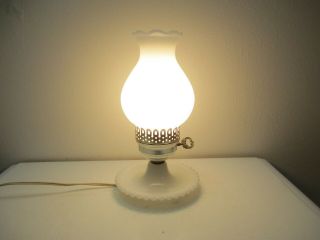 Vintage White Milk Glass Boudoir Dresser Night Stand Table Lamp 11 " T