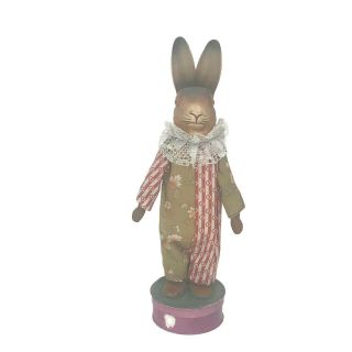 Vintage Easter Bunny Rabbit Papier Mache Candy Container Dressed On Purple Box 2