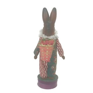 Vintage Easter Bunny Rabbit Papier Mache Candy Container Dressed On Purple Box 6