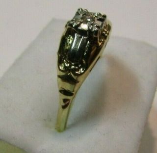 Antique Art Deco 14K Yellow w/White Gold.  03 ct Diamond Wedding Ring Sz 6 1/4 3