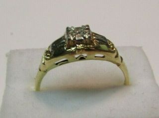 Antique Art Deco 14K Yellow w/White Gold.  03 ct Diamond Wedding Ring Sz 6 1/4 5