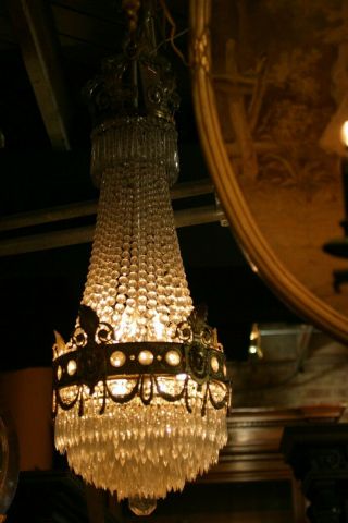 Period French Empire Gilded Bronze,  Crystal Huge Chandelier,  Circa 1880