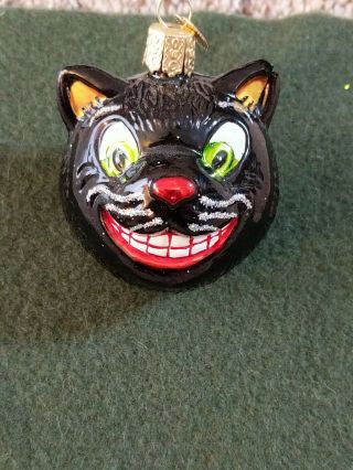 Old World Christmas Smiling Black Cat Halloween Ornament
