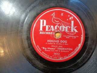 78 Rpm,  Hound Dog W/ Night Mare By Big Mama Thornton,  Peacock 1612,  Red Label