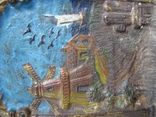 SEASIDE WINDMILL BIRDS Antique Cast Iron Decorative Art Doorstop Bookend Statue 2