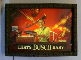 Vintage Busch Beer Lighted Sign William " Rosko " Mercer Jazz Black Americana