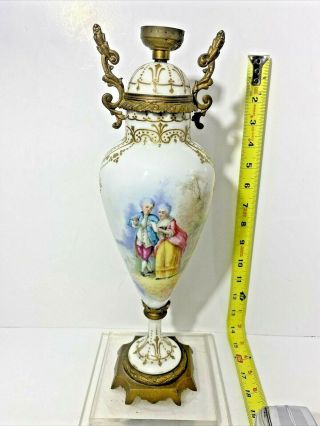 Antique French Sevres Porcelain Hand Painted Vase Lamp Signed P Roche