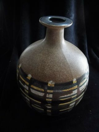 Vintage Vase Pottery Handmade Art Decor Holy Land Made Lard Israel By Iris Sign