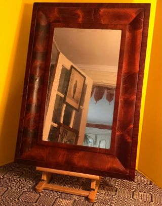Antique 19th C.  American Empire Flame Mahogany Ogee Wall Mirror