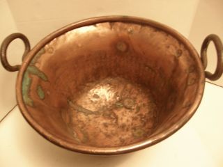 Antique Copper 20 " Apple - Butter Kettle - Pot - Cauldron W/ Cast Iron Handles