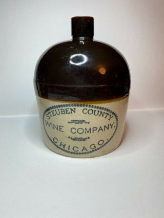 Steuben County Wine Co.  Chicago Antique Red Wing Stoneware Jug