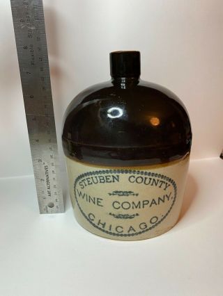 Steuben County Wine Co.  Chicago Antique Red Wing Stoneware Jug 2