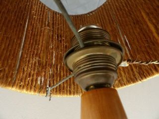 Vtg Mid Century Danish Modern Maple Jute Lamp 20 