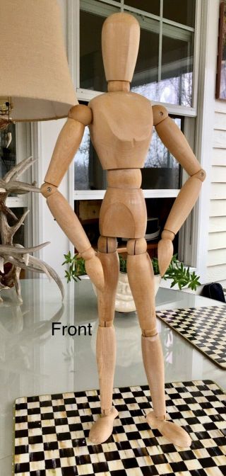 27.  5 " Impressive Vintage Wood Articulated Artist Mannequin Model Figure Mannikin