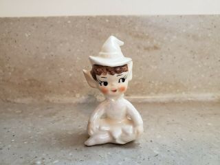 Vintage Lefton Pearlescent White Pixie Elf Figurine Luster Japan