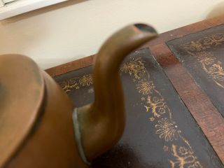 Unusual Shape Antique Copper Kettle Tea Coffee Pot Makers mark on bottom 2