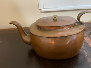 Unusual Shape Antique Copper Kettle Tea Coffee Pot Makers mark on bottom 3