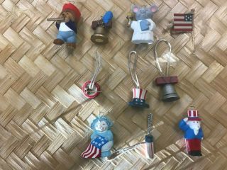 Vintage Miniature Figurines/ornaments W Hangers 4th Of July Two (2) From Hallmark