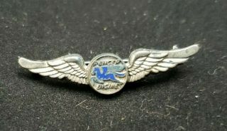 Rare Ww2 Vintage Ranger Aircraft Engines Sterling Silver Wings Pin Blue Enamel