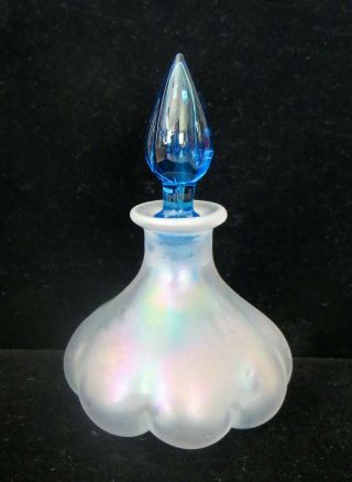 Vintage Steuben Verre De Soie Perfume Bottle With Celeste Blue Flame Stopper