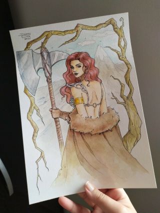 Red Sonja (09 " X12 ") And Unique Comic Art 1/1 By Daiany Lima