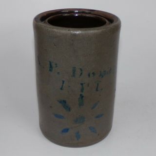 A.  P.  Donaghoo Parkersburg Wv Rare Small Cobalt Decorated Crock Preserve Jar