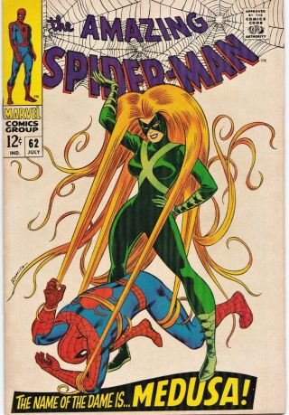 Spider - Man 62 (july 1968) Sharp Higher Grade - Medusa Inhumans - Romita