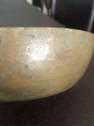 Arts & Crafts Hammered Copper Bowl 3” x 9.  5 Rolled Rim Dirk Van Erp? 2
